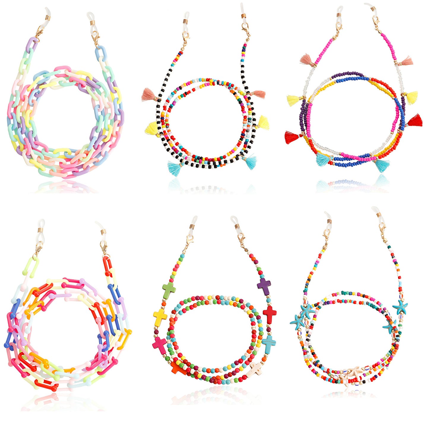 Alloy Acrylic Pearl Beaded Mask and Eyeglass Chain