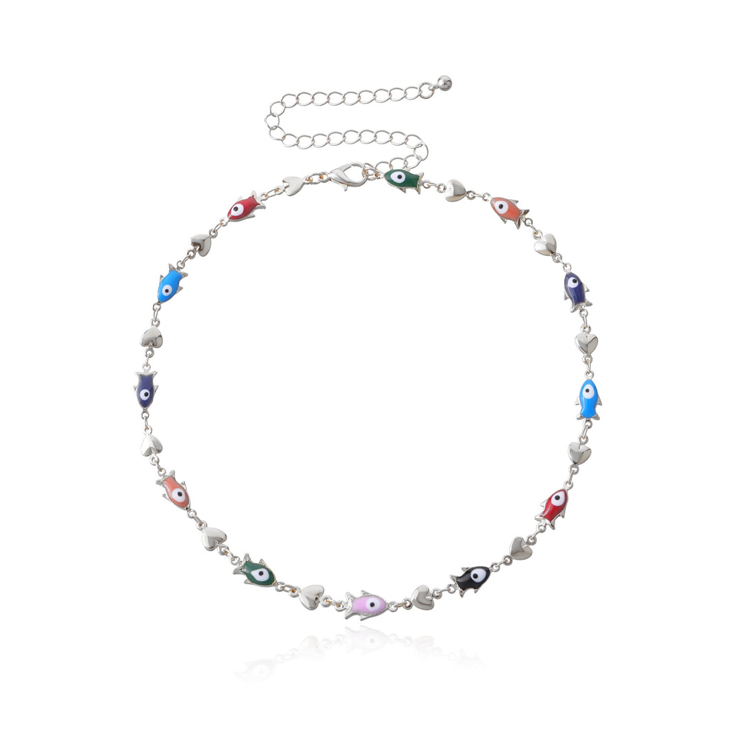 Women's Fish Heart Pendant Necklace Alloy Plated Handmade Chain Fashion Creative Jewelry