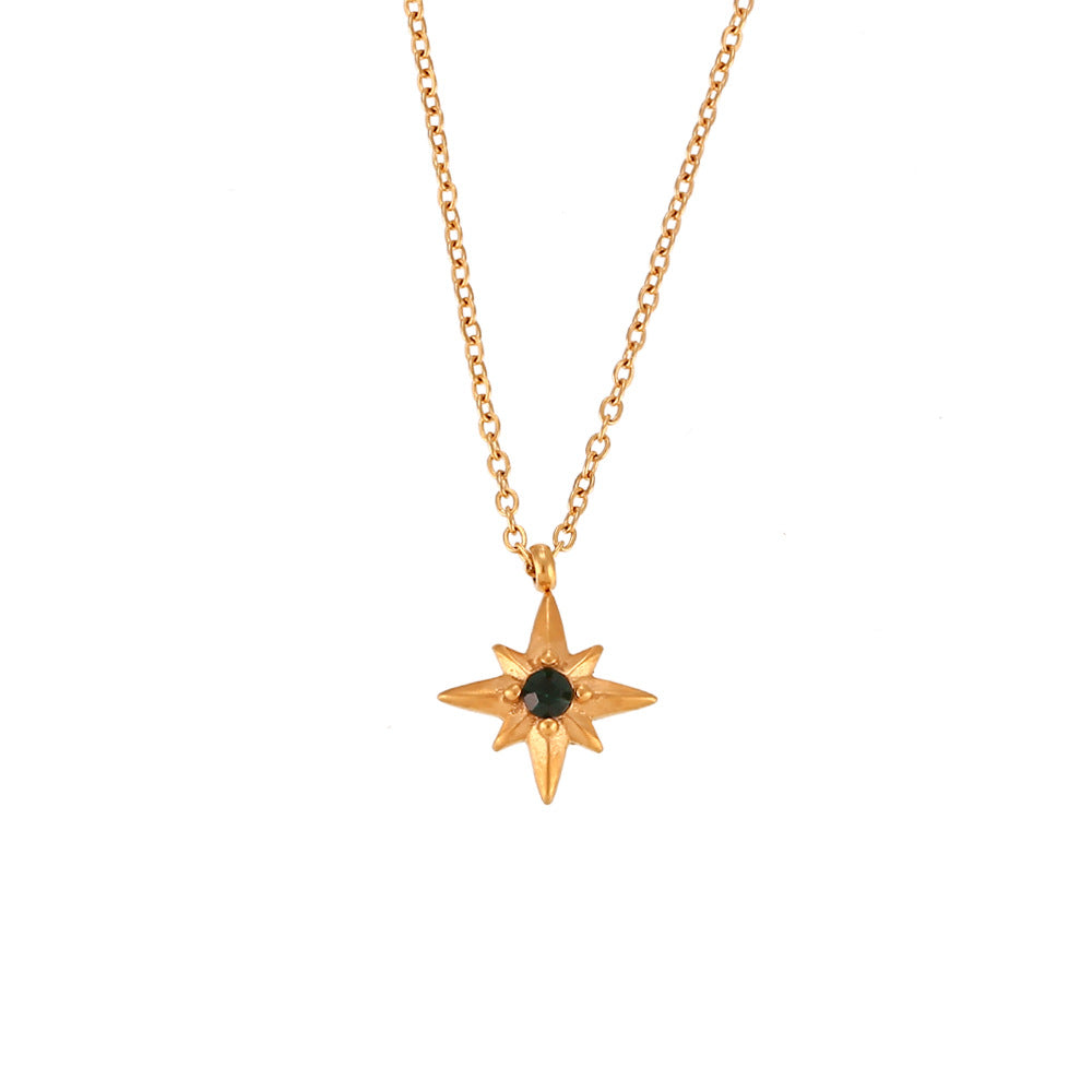 Minimalist Fashion Stainless Steel Octagram Pendant Necklace for Women with Plated Finish