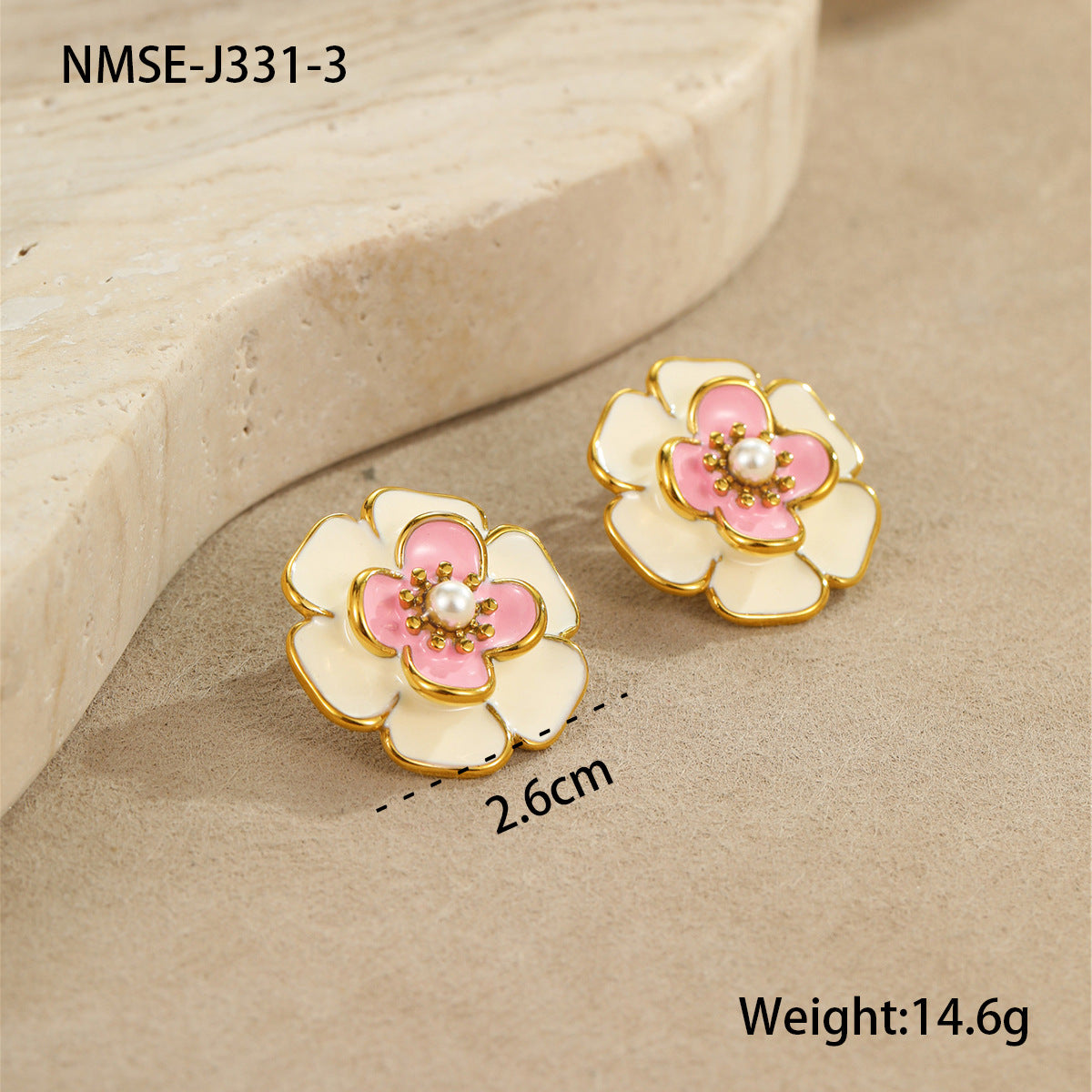 Collar de Acero Inoxidable con Baño de Oro de 18K con Flor de Esmalte en Forma de Camelia Estilo OL de Moda para Mujer