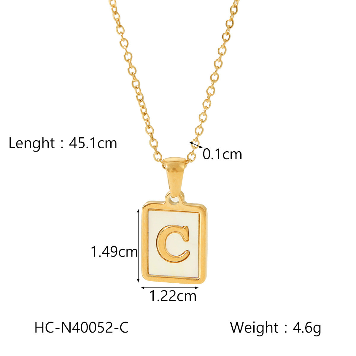Minimalist Letter Pendant Necklace in Titanium Steel with 18K Gold Plating on Stainless Steel Chain for Women