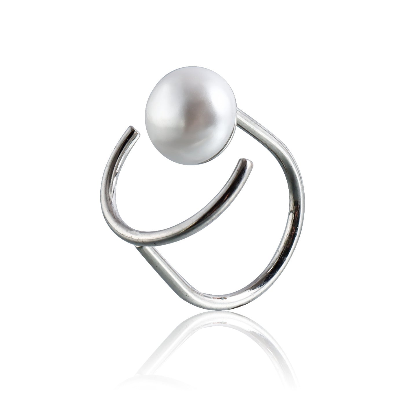 Anillo abierto geométrico para mujer hecho de metal con acabado chapado, estilo minimalista de moda, banda ajustable