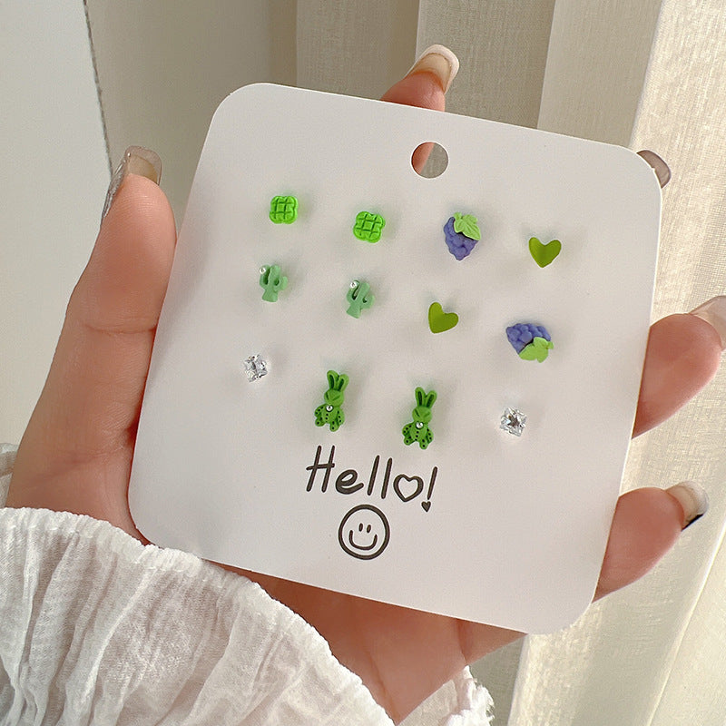 Sweet Geometric Ceramic Drip Oil Earrings with Pearl Accents and 925 Sterling Silver Posts