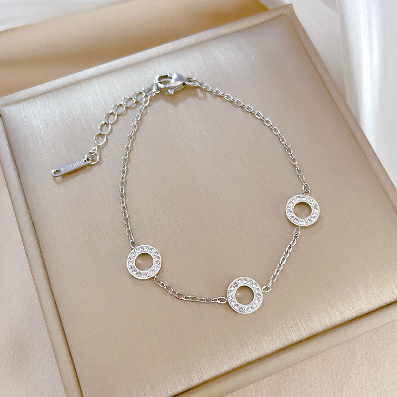 Pulsera de cadena de acero de titanio estilo vintage con diamantes de imitación para mujer con motivos de ondas y edamame