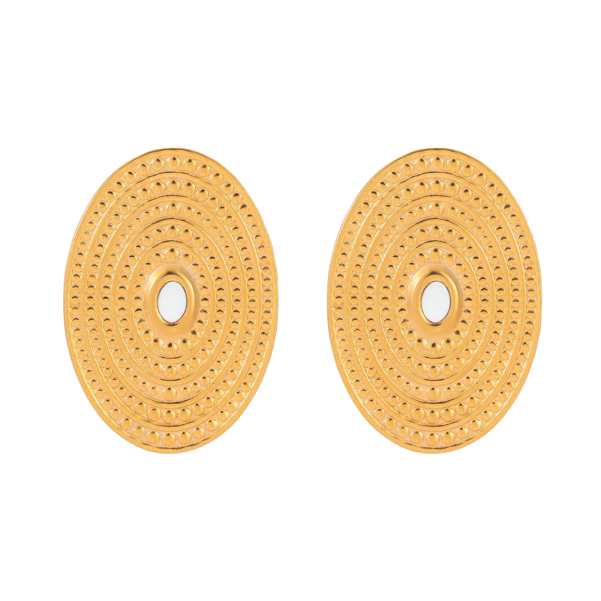 Aretes de Acero Inoxidable Ovalados Geométricos de Moda con Baño de Oro de 18K para Mujer