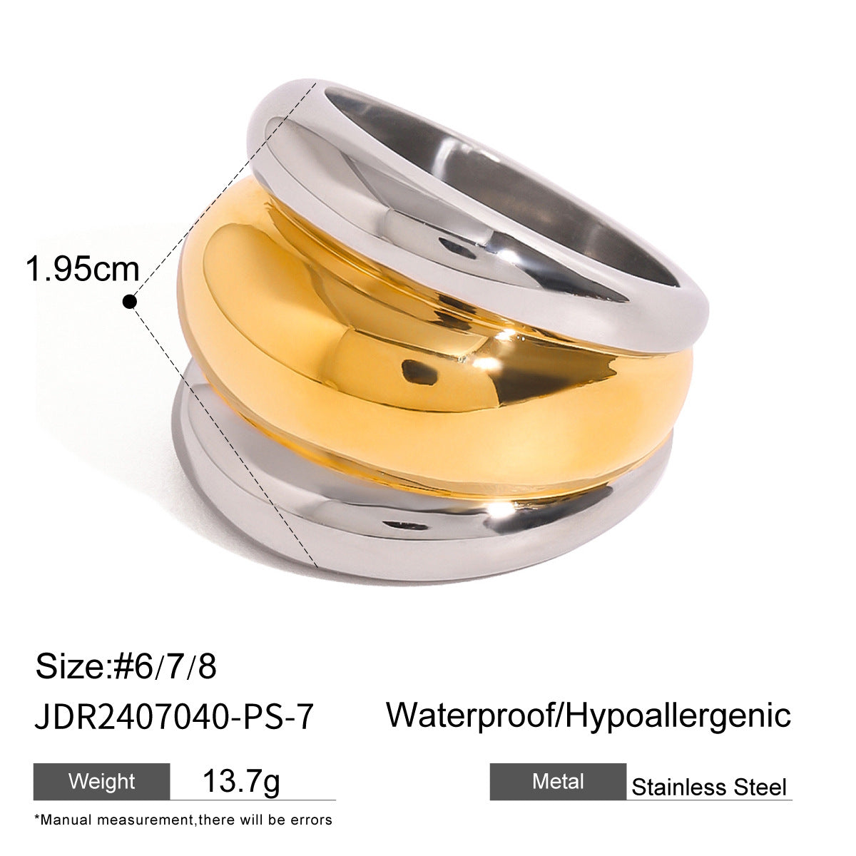 Minimalist Geometric Round Stainless Steel Plated Ring with Cubic Zirconia for Women