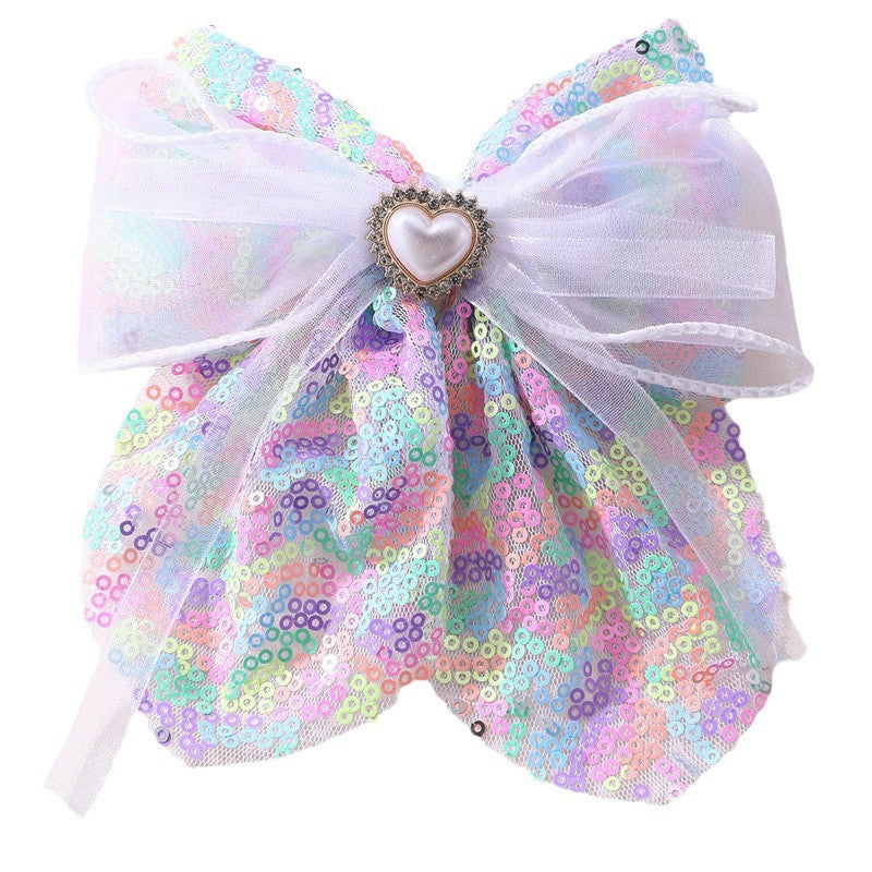 Fermaglio per capelli a forma di fiocco in stile naturale per ragazze, realizzato in tulle con texture arricciata e design a doppio strato