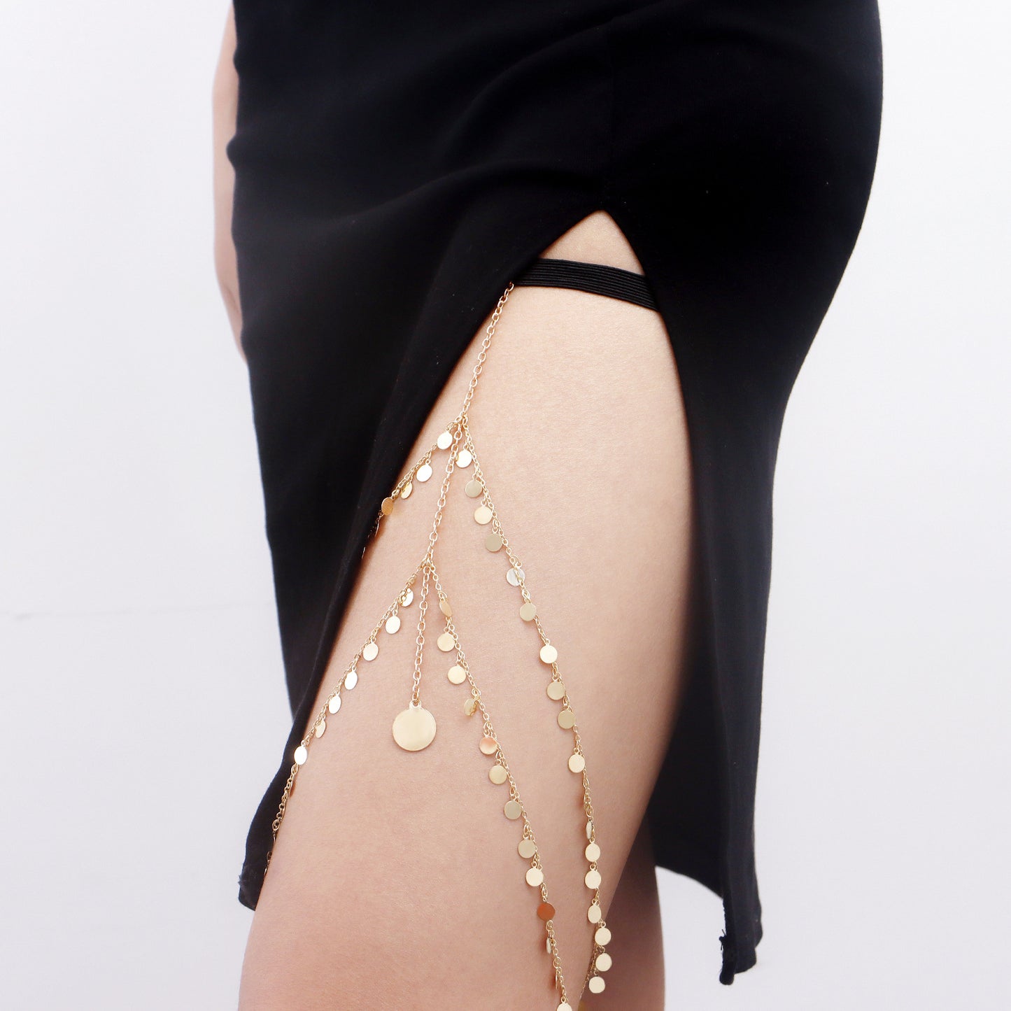 Geometric Sequin Fringe Anklet for Women Alloy Anklet with Circular Coin Charms