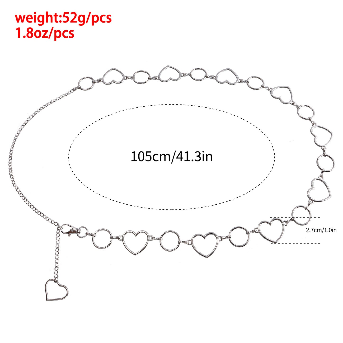 Punk Style Geometric Hollow Heart Circular Waist Chain for Women with Metal Construction