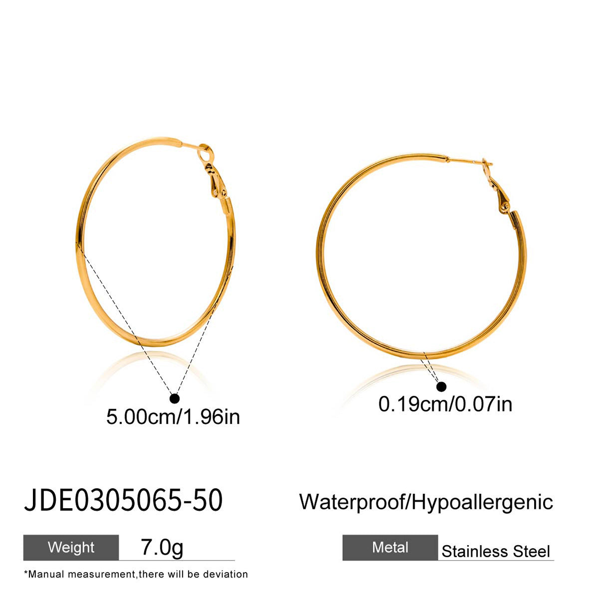 Orecchini a Cerchio Minimalisti Geometrici in Acciaio Inossidabile Placcato per Donna