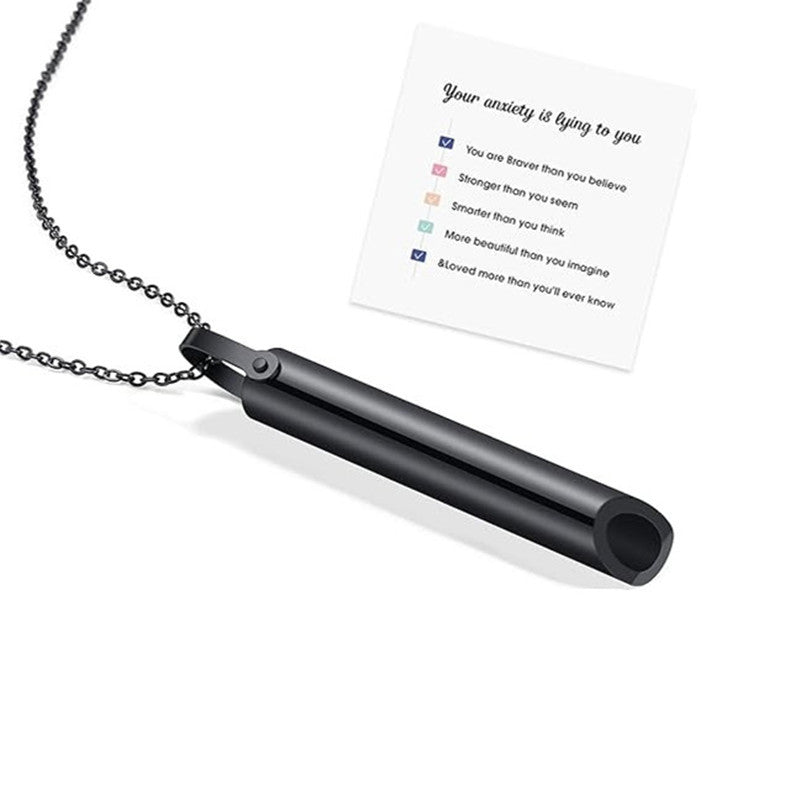 Natural Style Geometric Stainless Steel Pendant Necklace with Titanium Steel Charm and Plated Finish for Mindfulness Breathing and Stress Relief