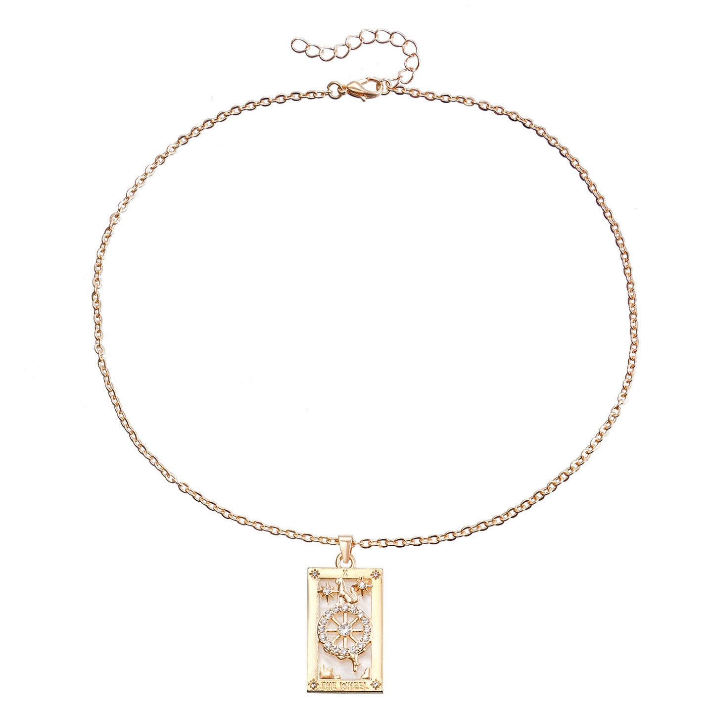 Minimalist Rectangular Tarot Pendant Necklace in Alloy with Plated Finish for Women