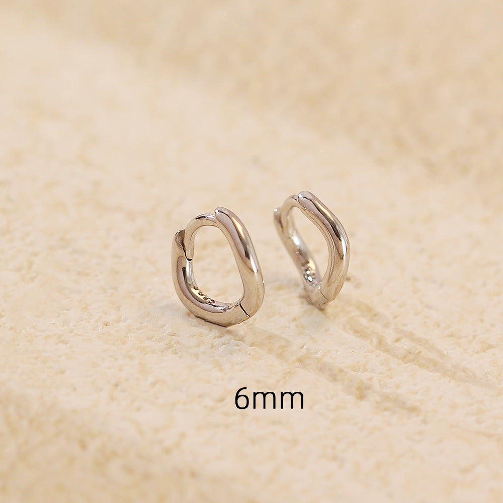 925 Sterling Silver Plated Geometric Wavy Irregular Hoop Earrings for Women
