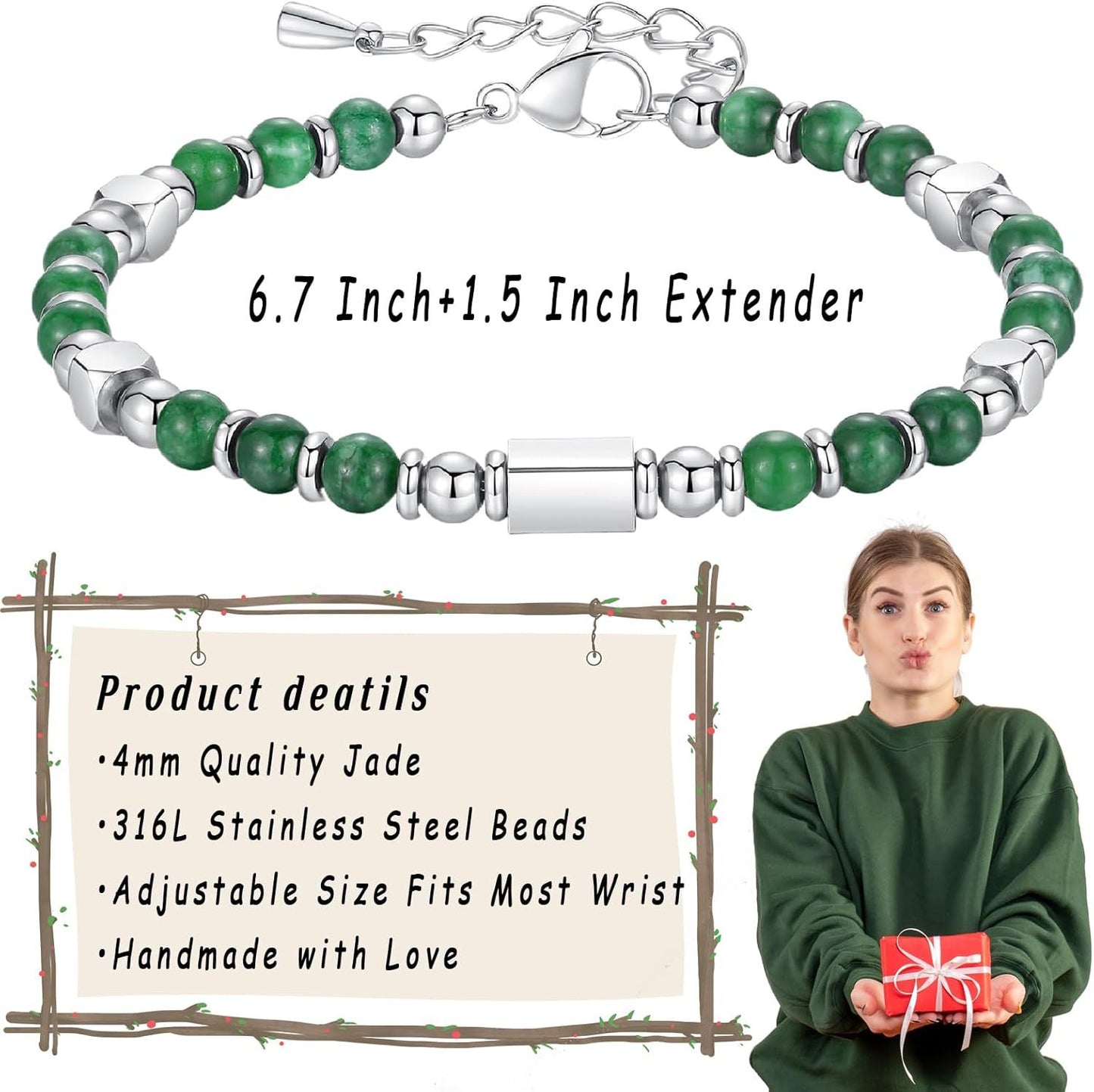 Geometric Square Zebra Print Stainless Steel Beaded Bracelet Unisex