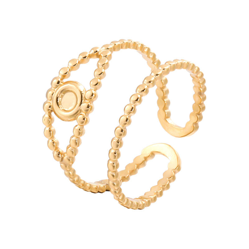 Minimalist Evil Eye Open Ring in Stainless Steel with 18K Gold Plating for Women