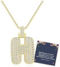 Sweet Hip-hop Letter Brass Cubic Zirconia Inlay Pendant Necklace Box Chain Unisex