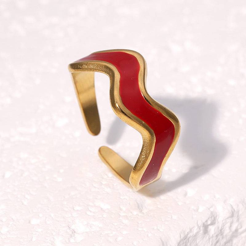 Anello aperto geometrico minimalista vintage francese, gioielli da donna in acciaio inossidabile placcato oro 18 carati