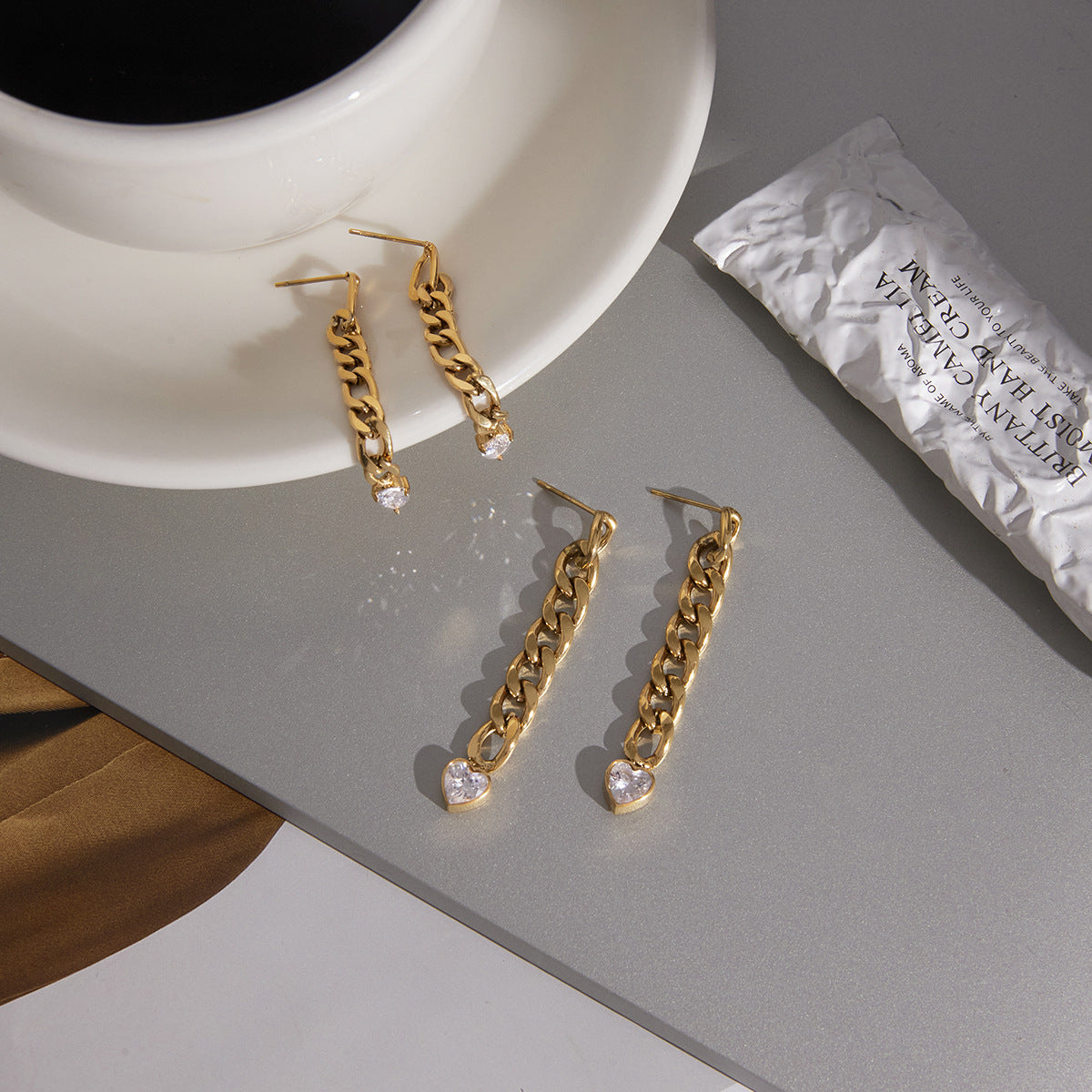 Elegant Heart Geometric PVD Stainless Steel Drop Earrings for Women