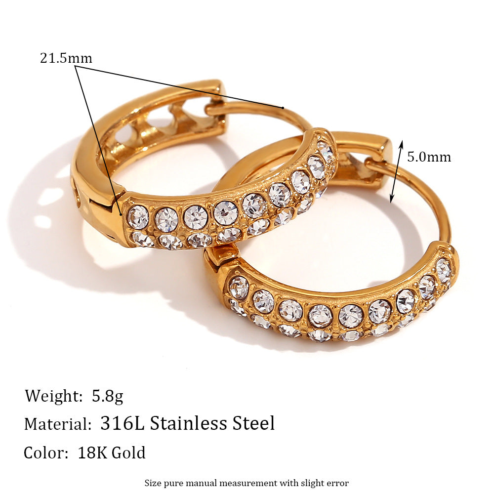 Vintage Geometric Stainless Steel Earrings with 18K Gold Plating for Women