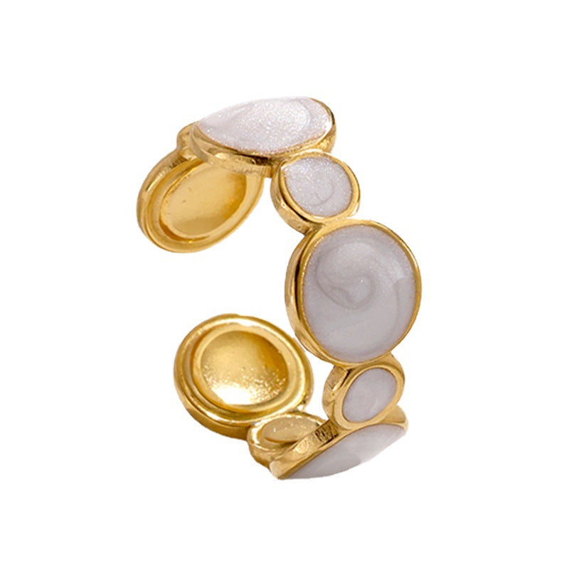 Anello da Donna Minimalista Geometrico in Acciaio Inossidabile Smaltato con Apertura Regolabile e Placcatura Inossidabile