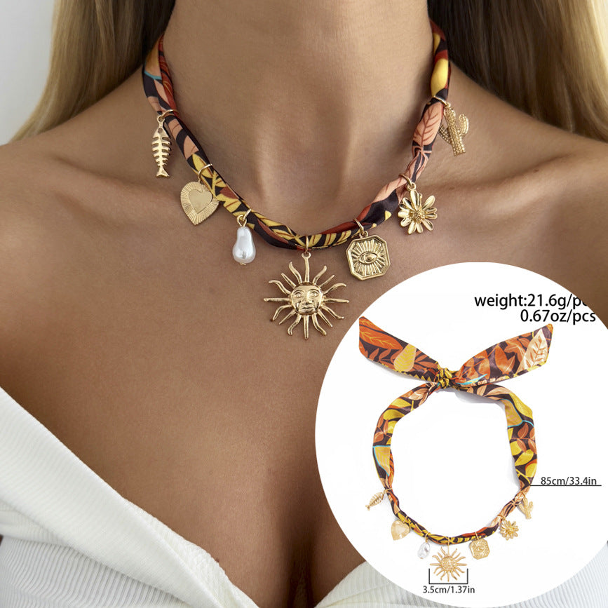 Sweet Plated Zinc Alloy Starfish Butterfly Pendant Necklace for Women