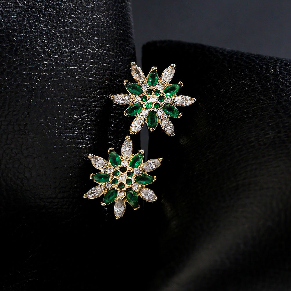 Orecchini a Perno Minimalisti Geometrici in Rame Placcato Oro 18K con Accenti di Zirconi