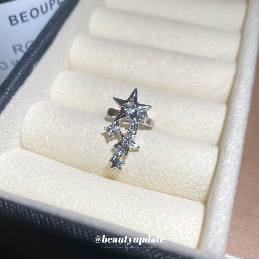 Orecchini a clip con strass a stella minimalisti da donna, senza piercing, alla moda, clip per osso dell'orecchio, gioielli di lusso leggeri e minimalisti