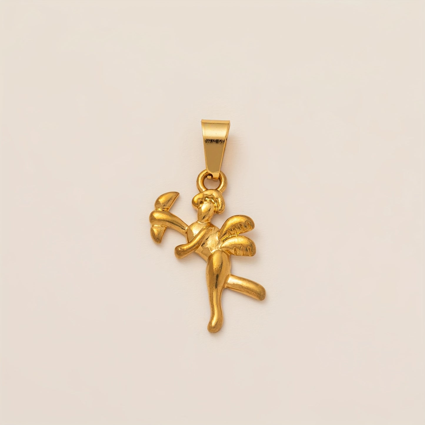 Minimalist 18K Gold Plated Titanium Steel Butterfly Charm Bar with Shell Conch Elements for Women