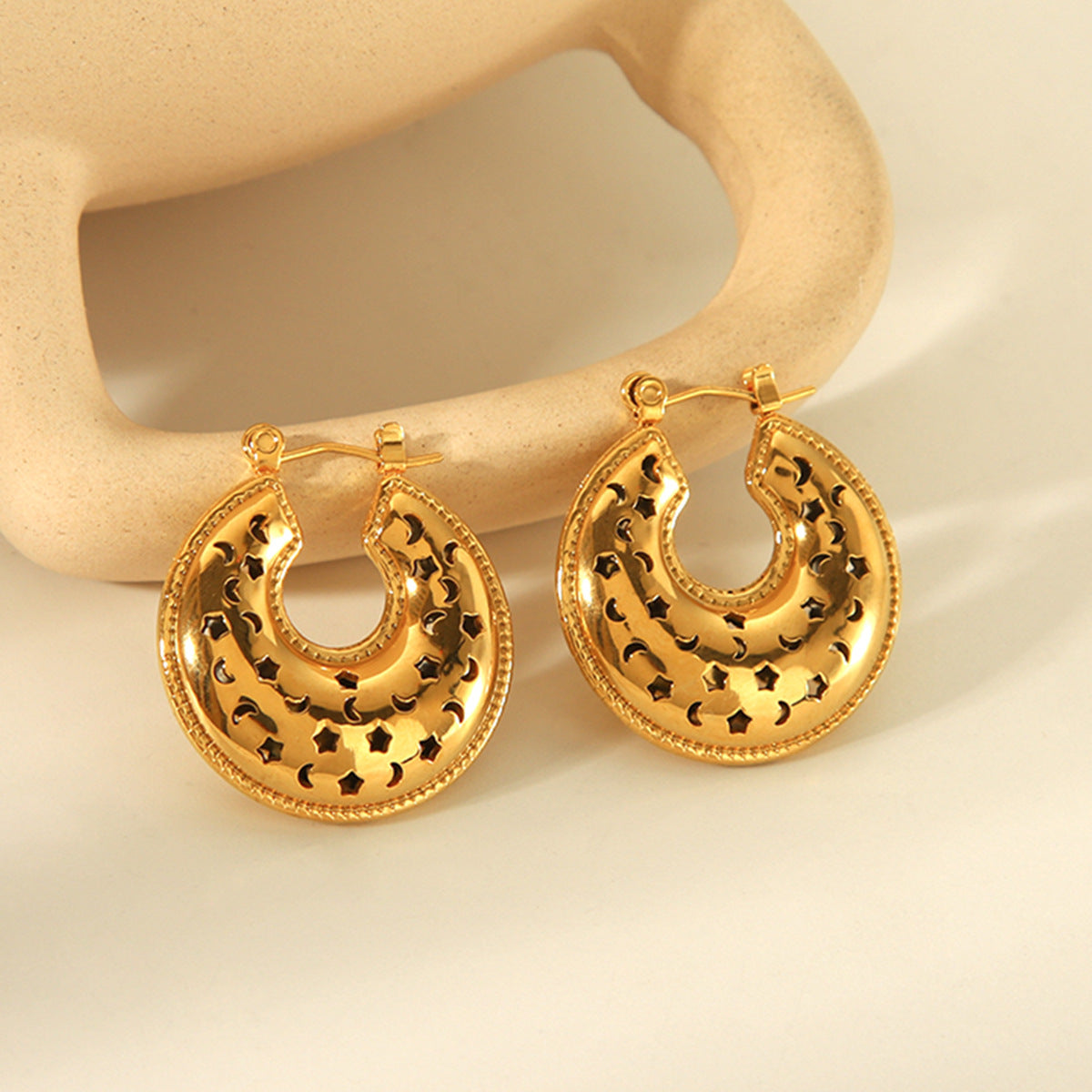Minimalist Hollow Heart Stainless Steel Earrings for Women with Plated Finish