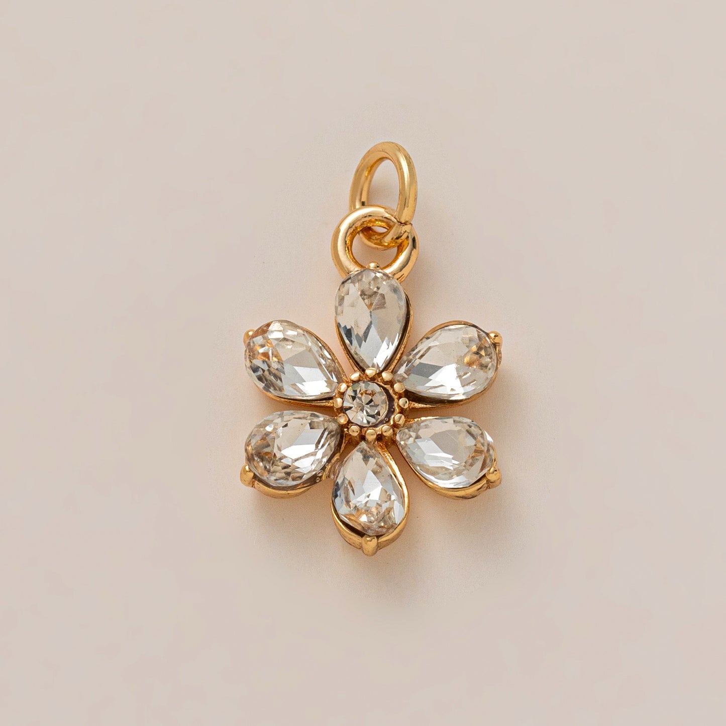 Vintage Gold Plated Brass Crystal Floral Animal DIY Charm Bar Pendant