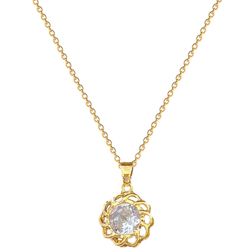 Collana con ciondolo a luna geometrica minimalista da donna e uomo, catena con locket in acciaio inossidabile con inserti in zirconia cubica