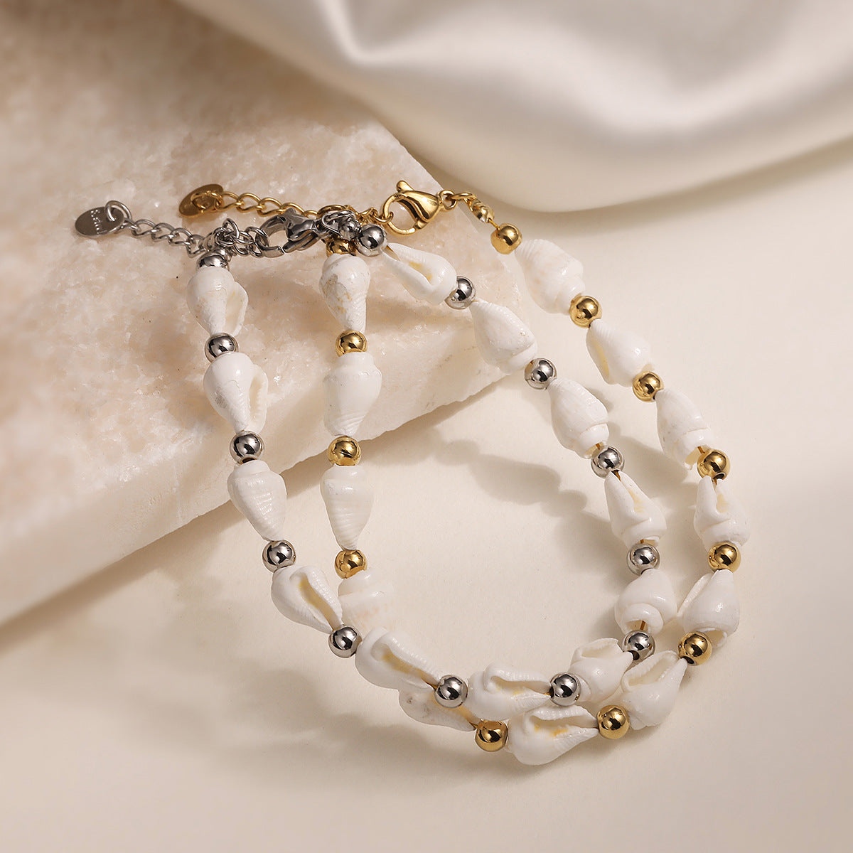 Minimalist Irregular Geometric Shell Stainless Steel Plated Bracelet for Women