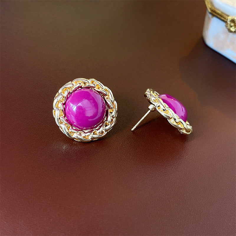 Vintage Geometric Alloy Earrings with Gold-Plated Finish and Stainless Steel Posts for Women