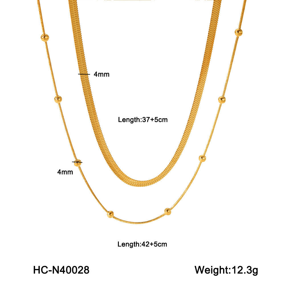 Minimalist Geometric Titanium Steel Multi-Layer Necklace for Women with Plated Finish Snake Chain and Linear Design