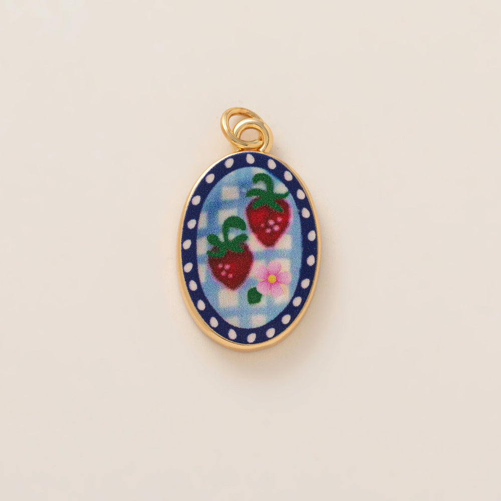 Vintage Minimalist Heart Shape Brass Pendant with Pearl and Rhinestone Inlay 18K Gold Plated Charm Bar