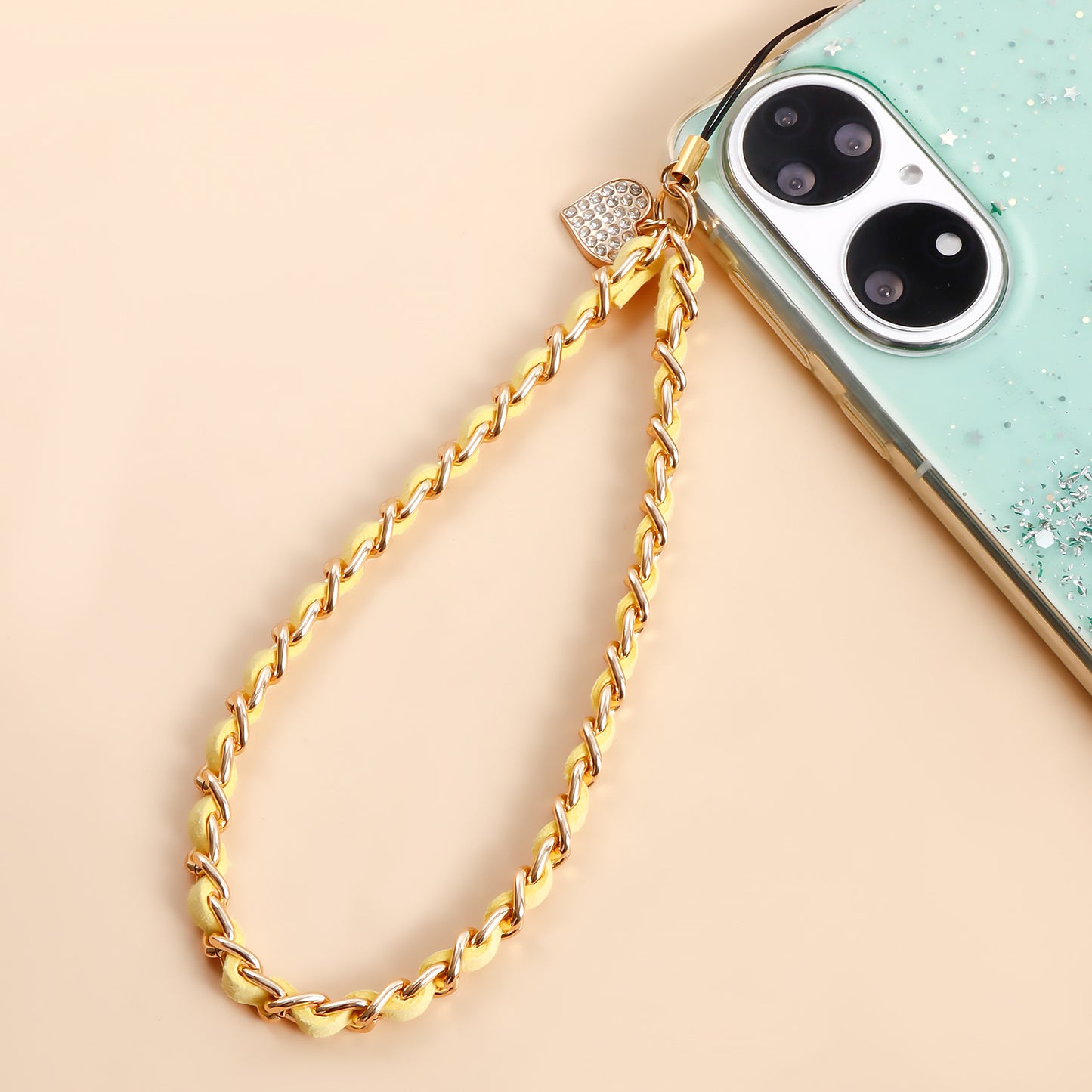 Minimalist Acrylic Heart Teardrop Plated Phone Chain Strap