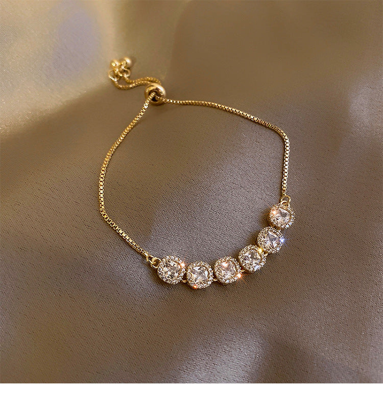 Luxury Elegant Geometric Alloy Plated Bracelet with Cubic Zirconia for Women