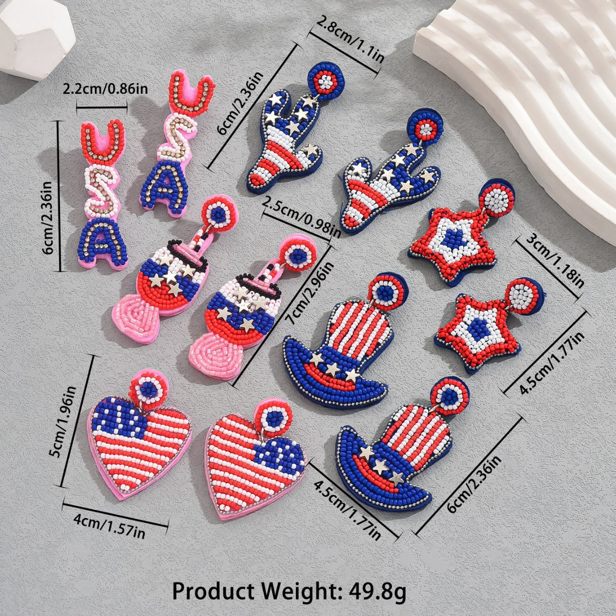 Set de pendientes minimalistas asimétricos de corazón y geométricos para mujer con engaste de micro-pavé y perlas