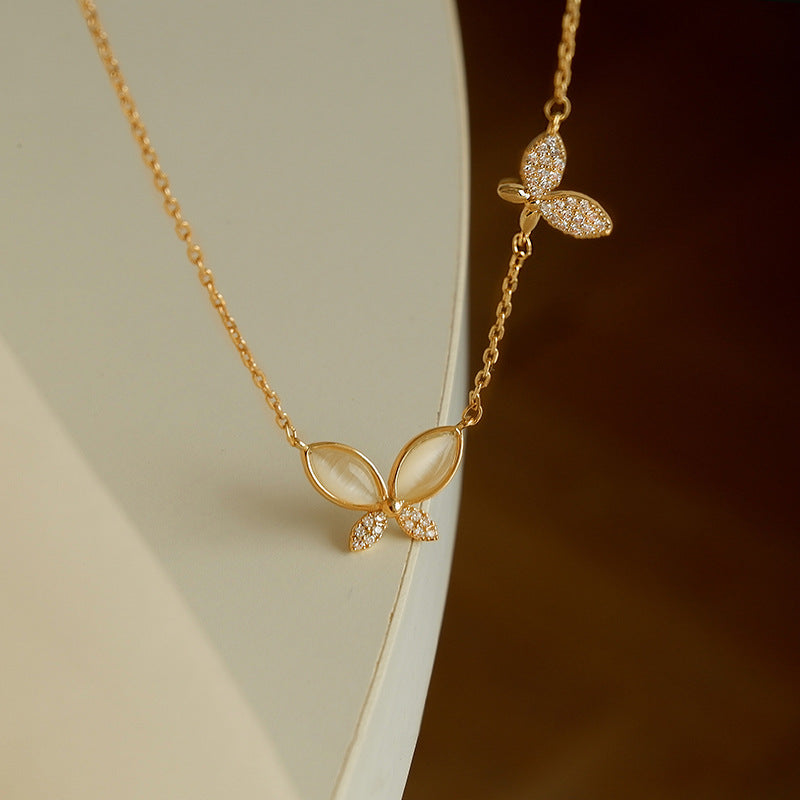 Collana Originale da Donna con Catena a Serpente in Acciaio al Titanio Geometrico e Intarsi in Strass