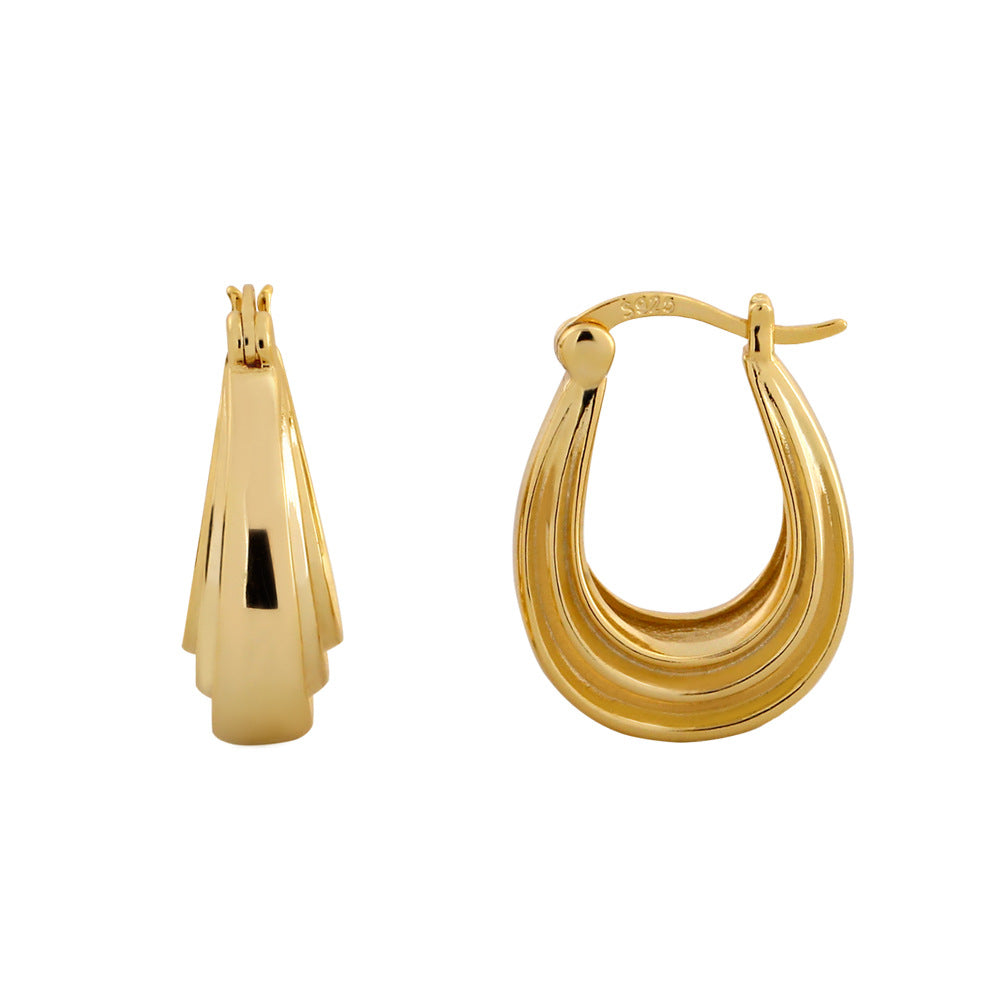 Elegant 925 Sterling Silver Geometric Hoop Earrings for Women