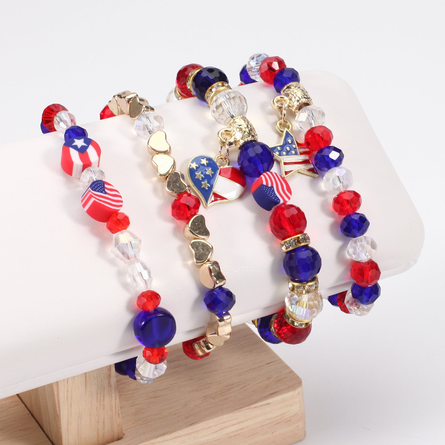 Geometric Crystal Beaded Stretch Bracelet Unisex