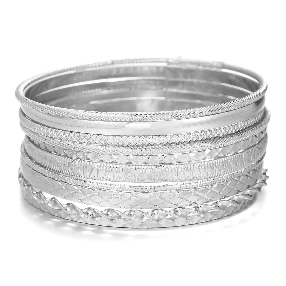 Geometric Ankh Bracelet Set for Women Iron Plated Hand Jewelry Ethnic Style Stackable Bangle