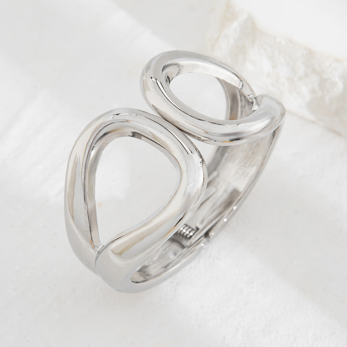 Minimalist Geometric Line Bracelet for Women Alloy Electroplated Wide Cuff Jewelry
