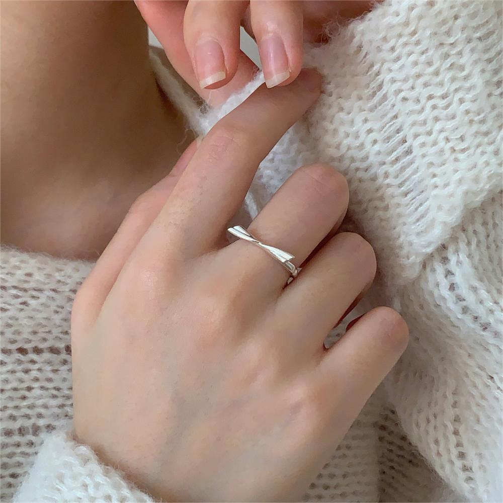 Minimalist Sweet 925 Sterling Silver Heart Geometric Open Ring for Women