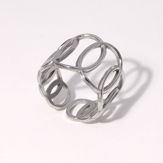 Minimalist Geometric Open Titanium Steel Ring for Women with Plated Finish