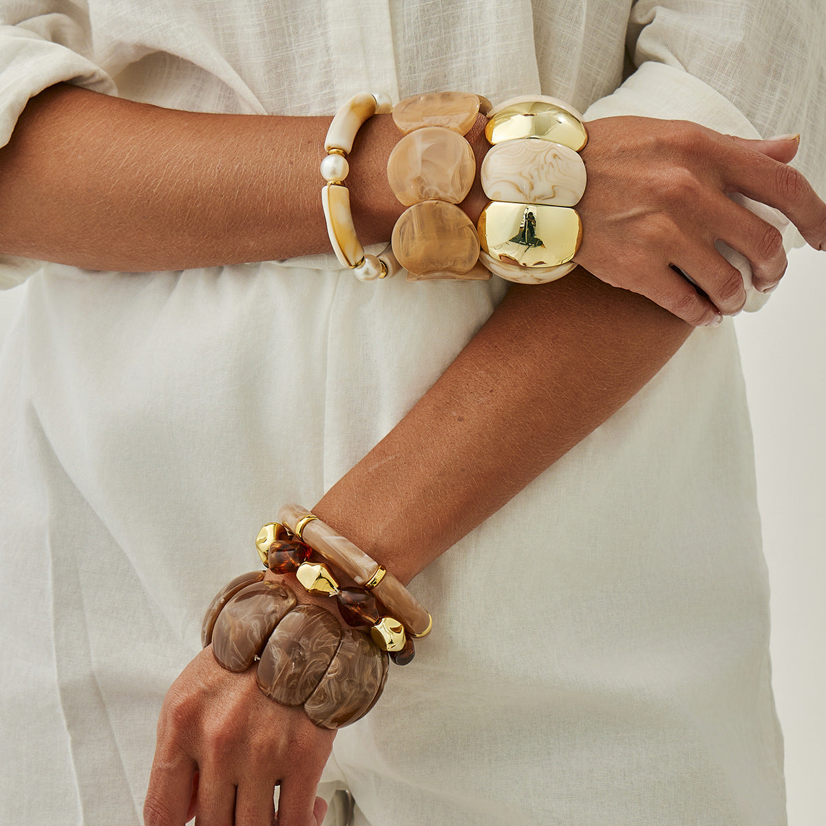 Vintage Geometric Gradient Acrylic Stretch Bracelet