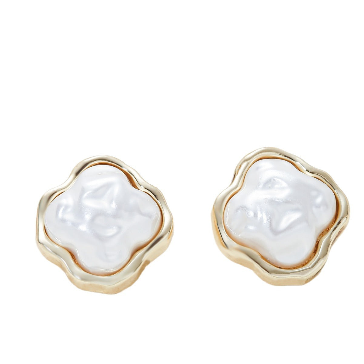 Pendientes de tuerca minimalistas de perlas irregulares para mujer en cobre con postes de acero inoxidable, diseño geométrico, joyería elegante de inspiración vintage