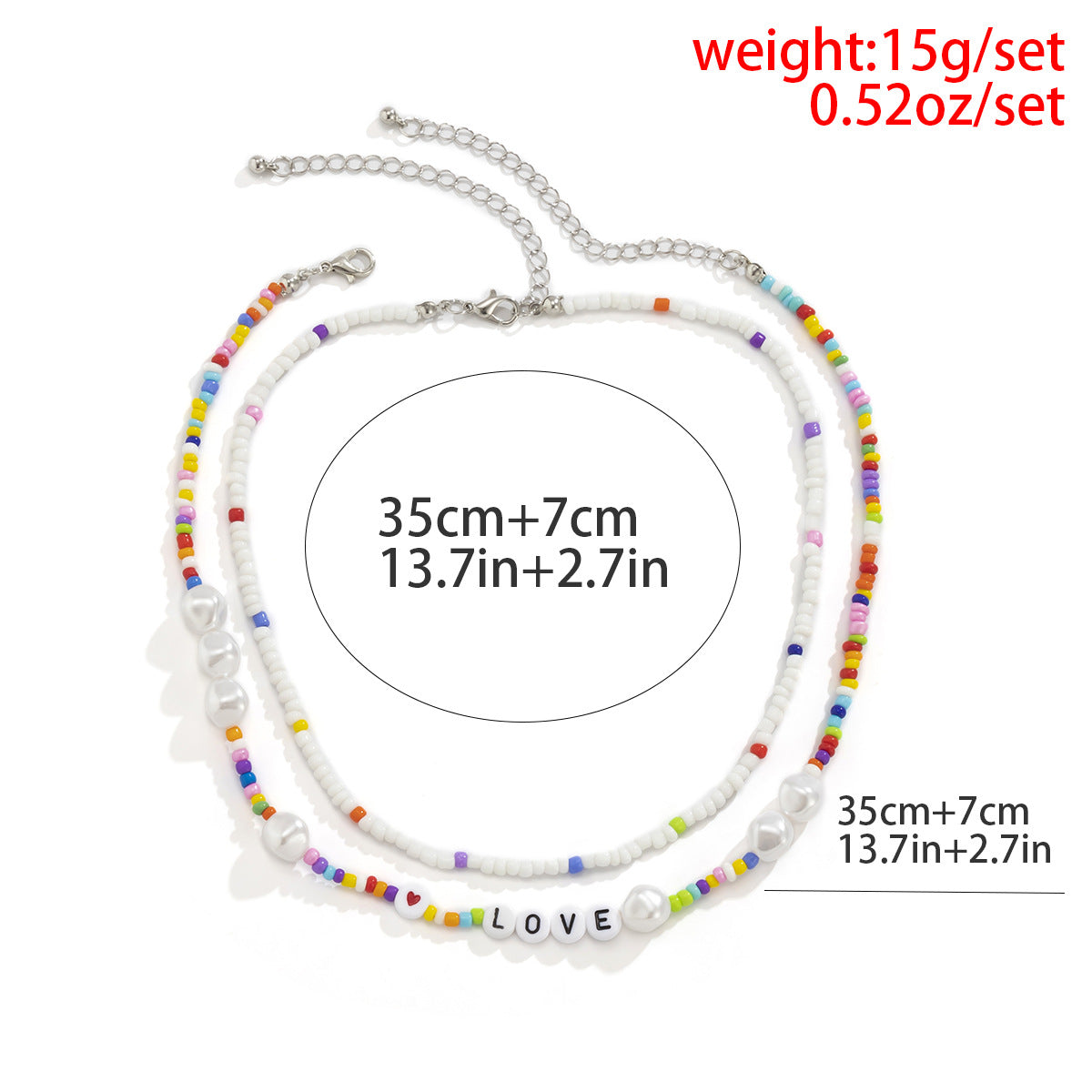 Vintage Bohemian Ethnic Acrylic Letter Imitation Pearl Ball Chain Necklace for Women