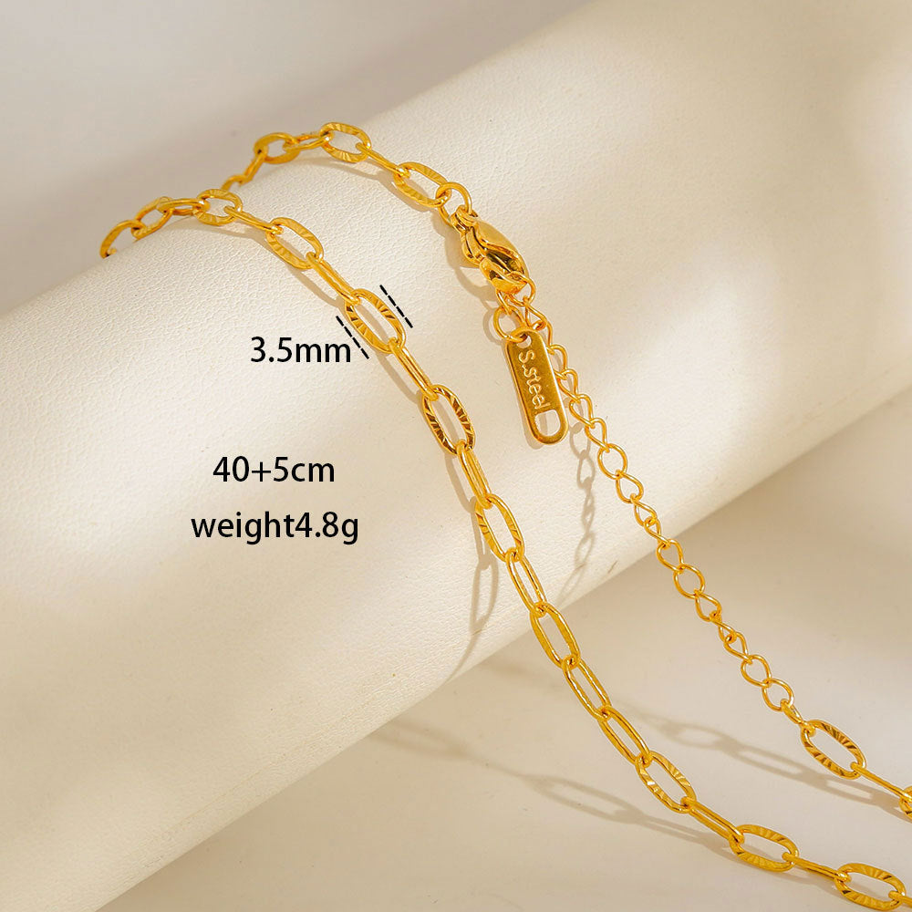 Collana con Ciondoli Geometrici Minimalisti in Acciaio al Titanio Placcato con Nappe, Charm Fai da Te per Donne