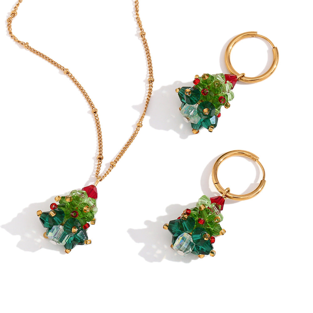 Collana con ciondolo albero di Natale in acciaio inossidabile placcato oro 18K geometrico minimalista da donna
